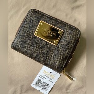 MICHAEL Michael Kors Brown Logo Zip Wallet